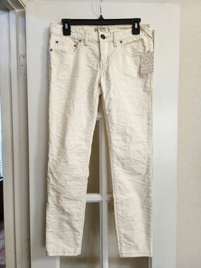 NWT Free People Cream Floral Jacquard Skinny Jeans Size 27 Boho